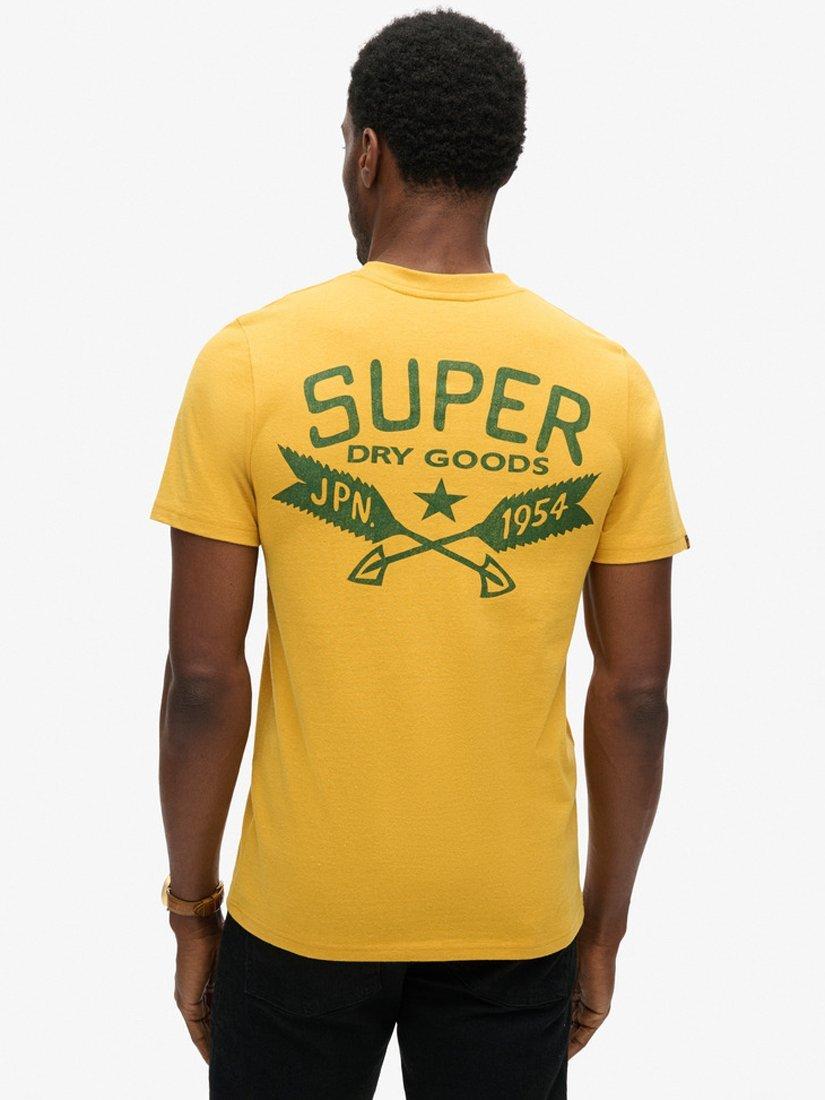 Product image 2 of 5, which shows Superdry Cotton Blend Outdoor Graphic T-Shirt, Mustard Yellow Marl, S