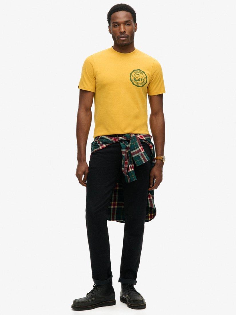 Product image 3 of 5, which shows Superdry Cotton Blend Outdoor Graphic T-Shirt, Mustard Yellow Marl, S
