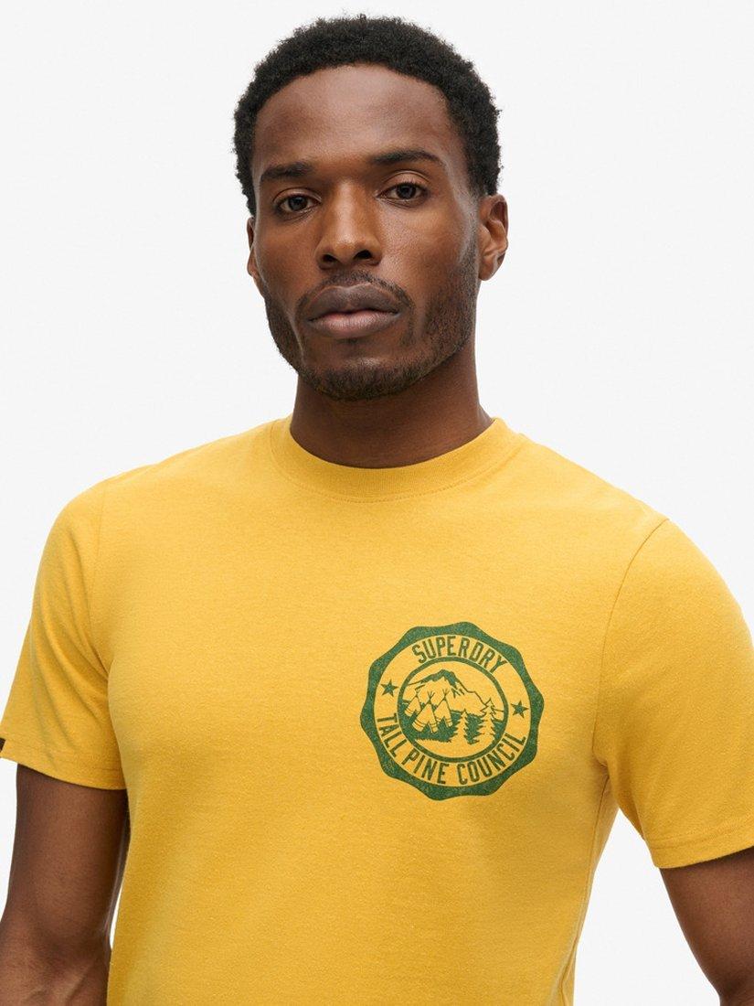 Product image 4 of 5, which shows Superdry Cotton Blend Outdoor Graphic T-Shirt, Mustard Yellow Marl, S