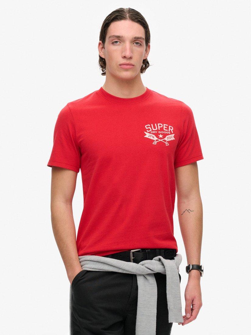 Product image 1 of 5, which shows Superdry Cotton Blend Outdoor Graphic T-Shirt, Ferra Red Marl, S