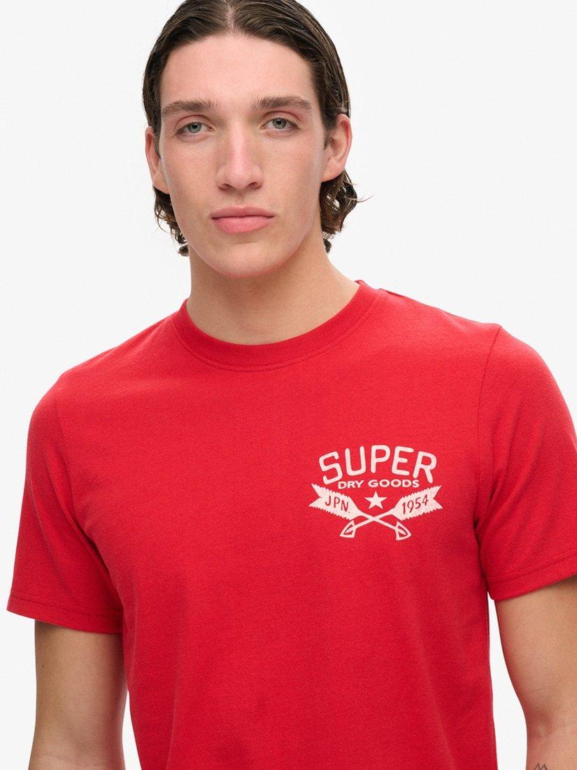 Product image 2 of 5, which shows Superdry Cotton Blend Outdoor Graphic T-Shirt, Ferra Red Marl, S
