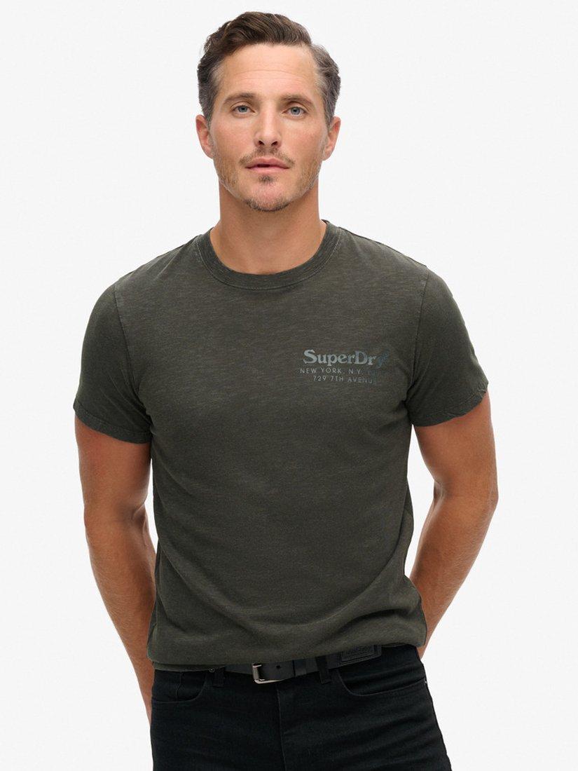 Product image 1 of 4, which shows Superdry Tonal Venue Logo T-Shirt, Deep Marine Green, S