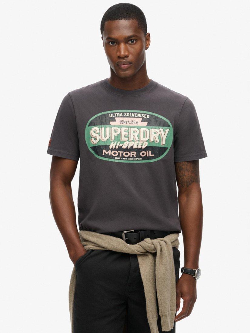 Product image 1 of 5, which shows Superdry Workwear Gasoline Graphic T-Shirt, Blackboard, S