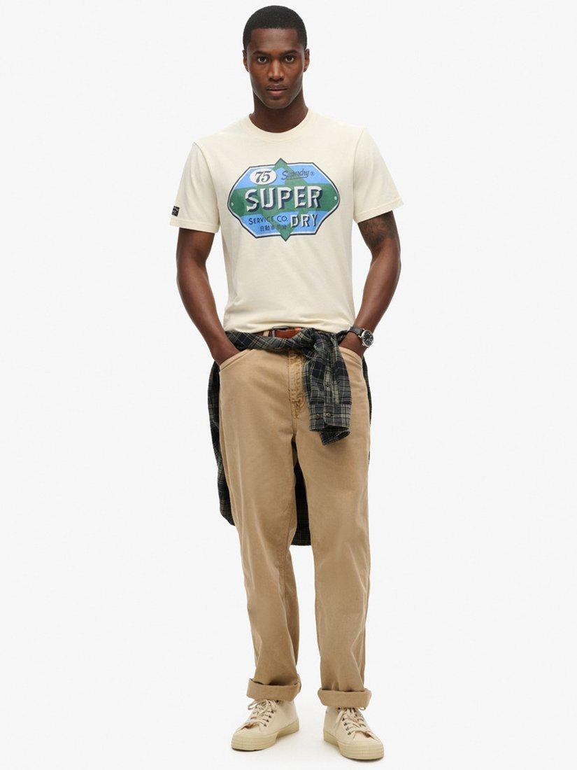 Product image 3 of 5, which shows Superdry Workwear Gasoline Graphic T-Shirt, Rice White, S