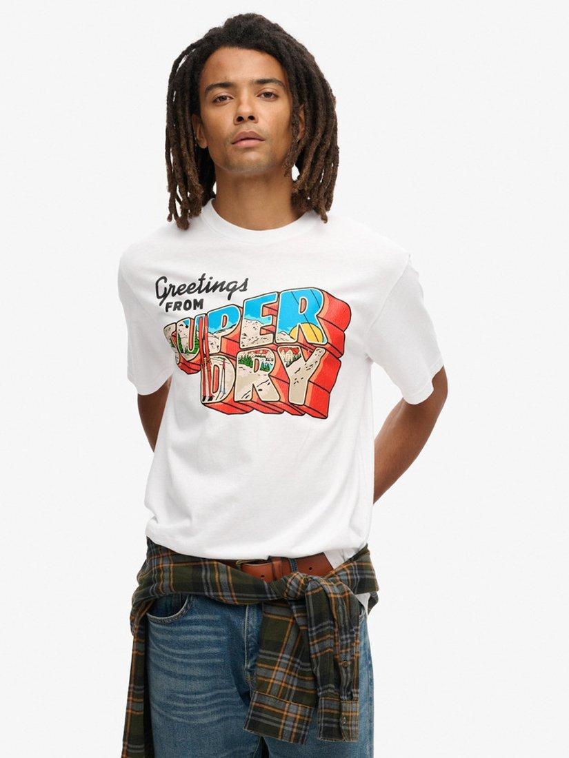 Product image 1 of 5, which shows Superdry Travel Postcard Graphic T-Shirt, Optic, S