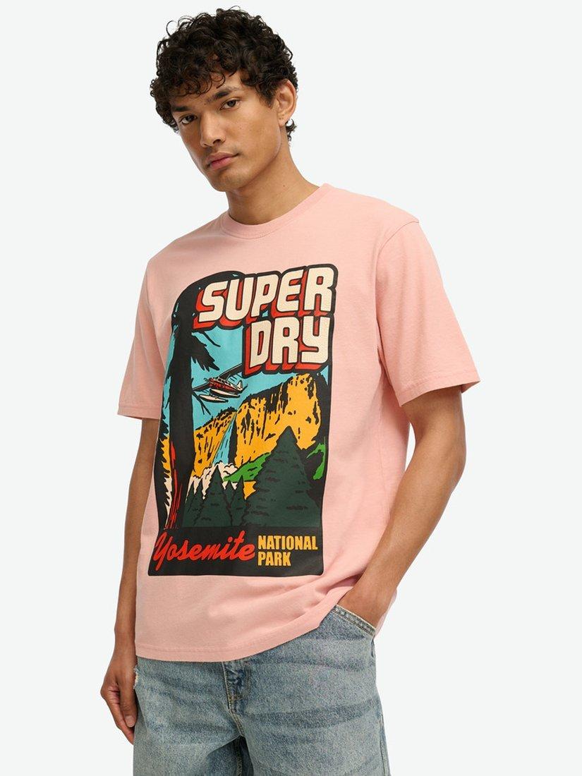 Product image 1 of 5, which shows Superdry Large Graphic T-Shirt, Blossom Pink, S