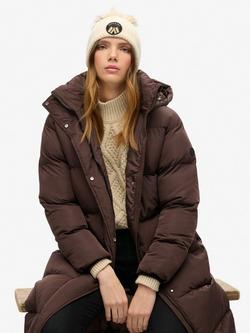 Superdry Cable Luxe Knit Bobble Hat - view 2, Oatmeal White