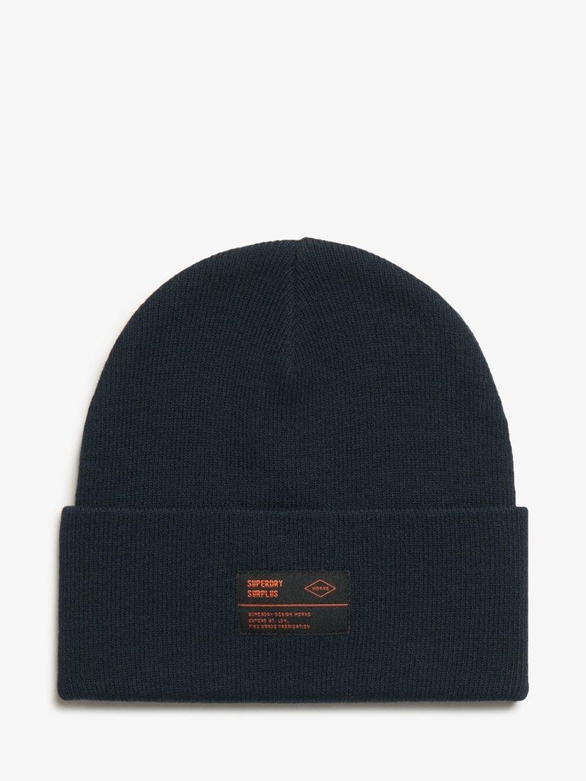 Superdry Surplus Organic Cotton Beanie Hat, Eclipse Navy
