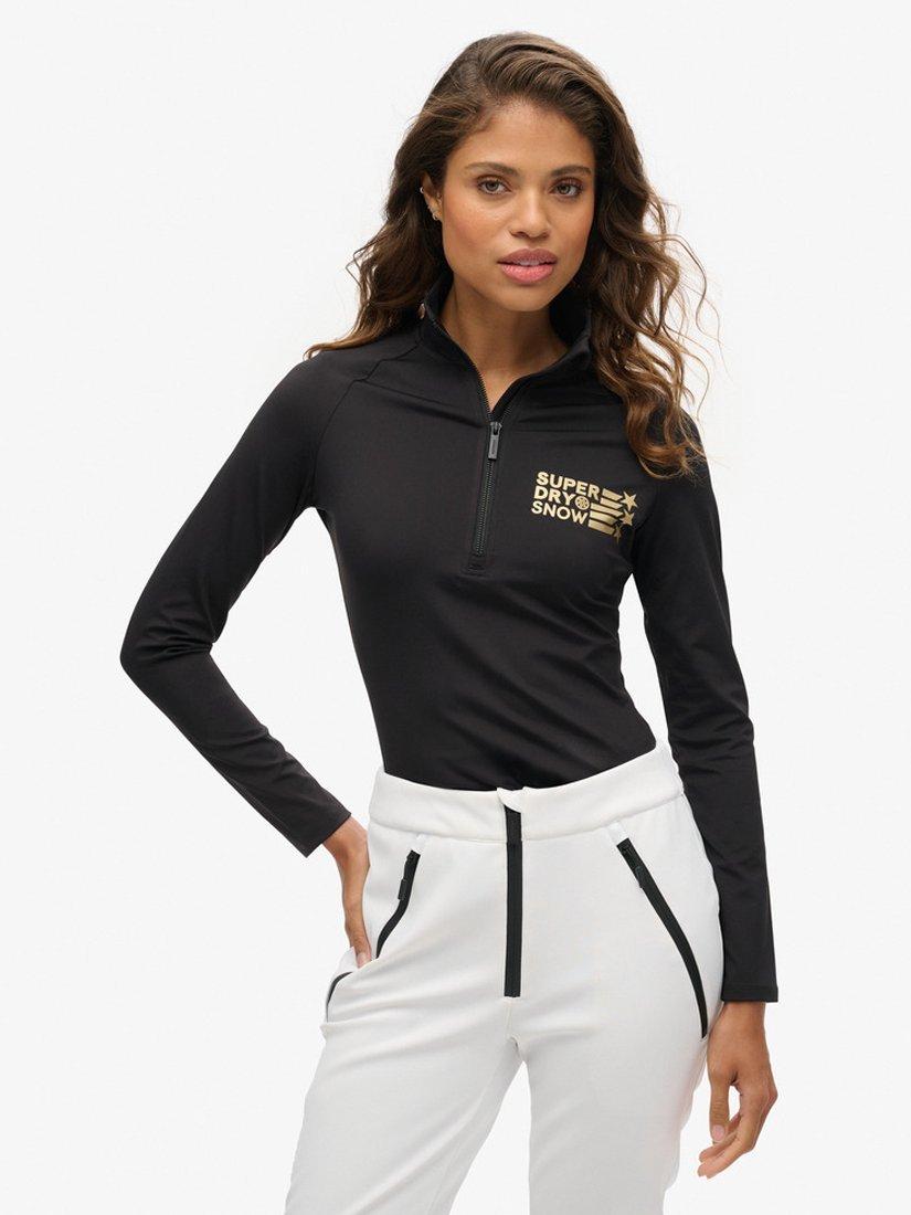 Superdry Ski Logo Base Layer Half Zip, Black