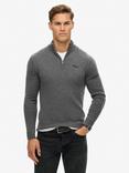 Superdry Essential Embroidered Knitted 1/2 Zip Jumper, Gull Grey Marl