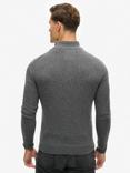 Superdry Essential Embroidered Knitted 1/2 Zip Jumper, Gull Grey Marl