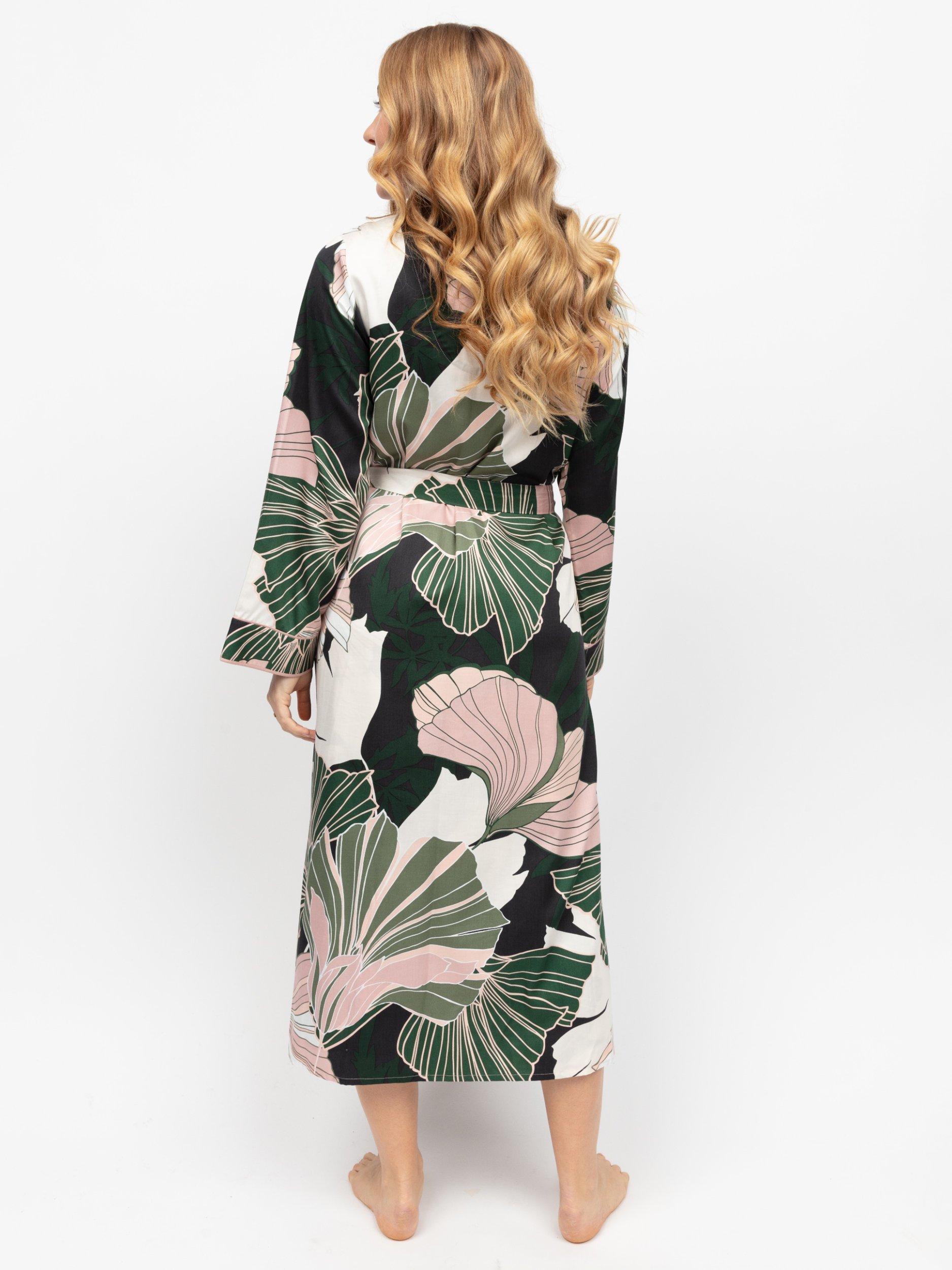 Product image 2 of 3, which shows Fable & Eve Highnury Floral Long Dressing Gown, Black/Multi, 8