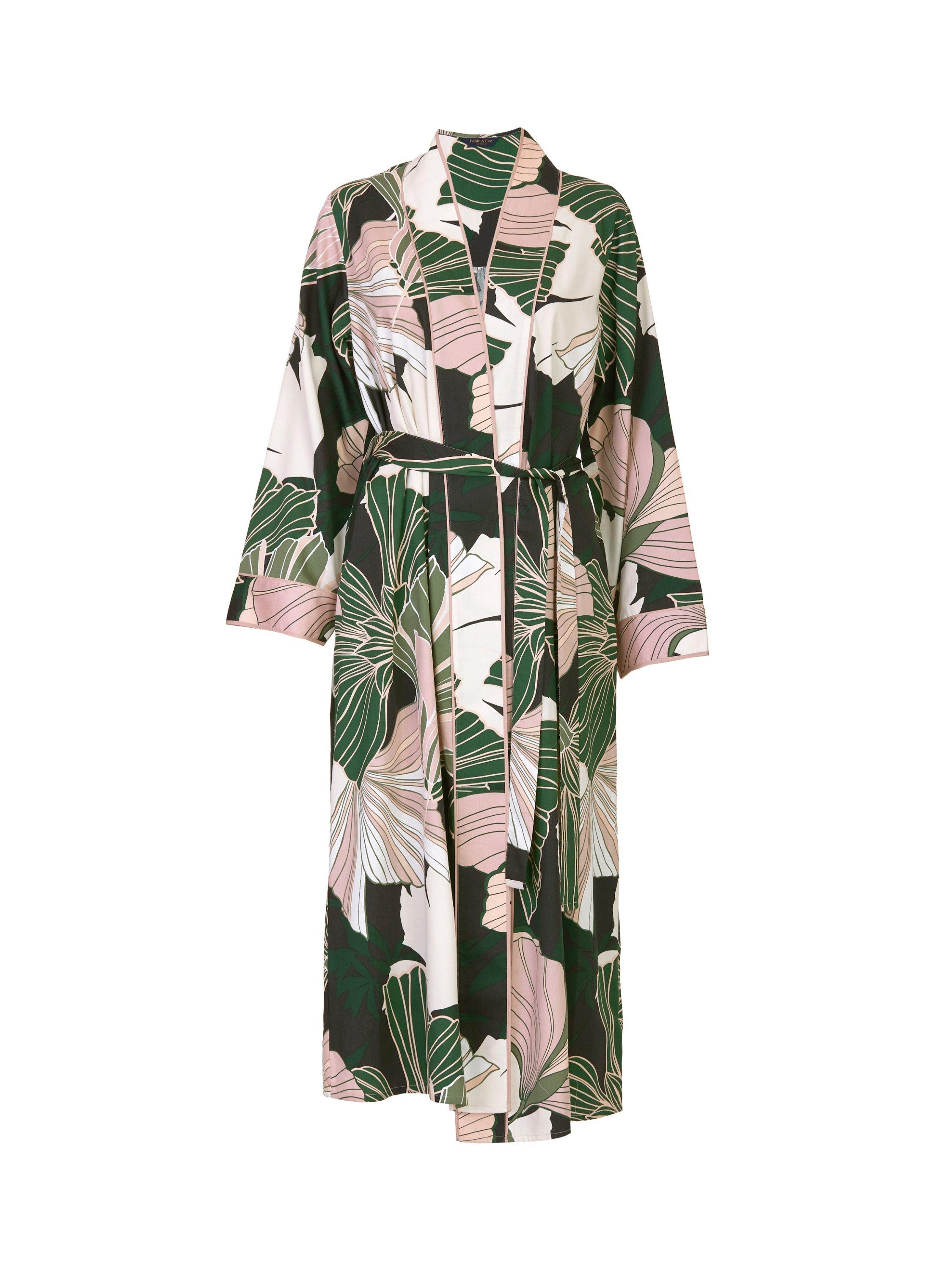 Product image 3 of 3, which shows Fable & Eve Highnury Floral Long Dressing Gown, Black/Multi, 8