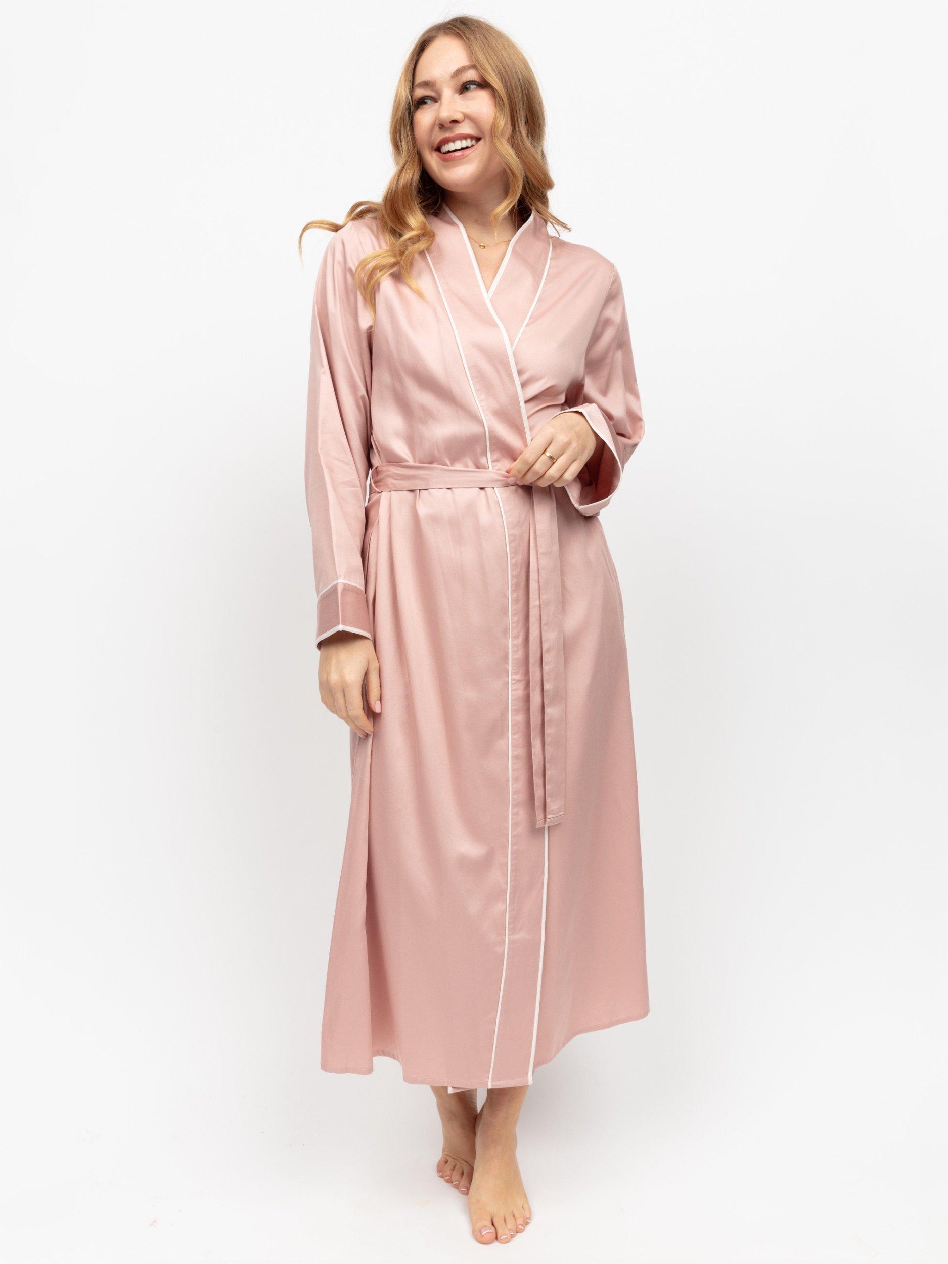 Product image 2 of 4, which shows Fable & Eve Highbury Long Dressing Gown, Light Pink, 8
