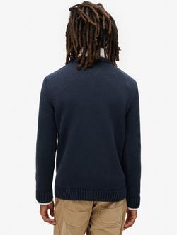 Superdry Vintage Athletic Knit Jumper, Eclipse Navy - view 2, Eclipse Navy