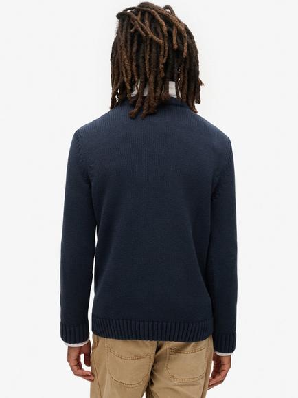 Superdry Vintage Athletic Knit Jumper, Eclipse Navy - view 2, Eclipse Navy