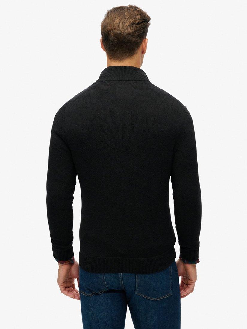 Product image 2 of 6, which shows Superdry Essential Embroidered Knitted Half Zip Jumper, Black, S