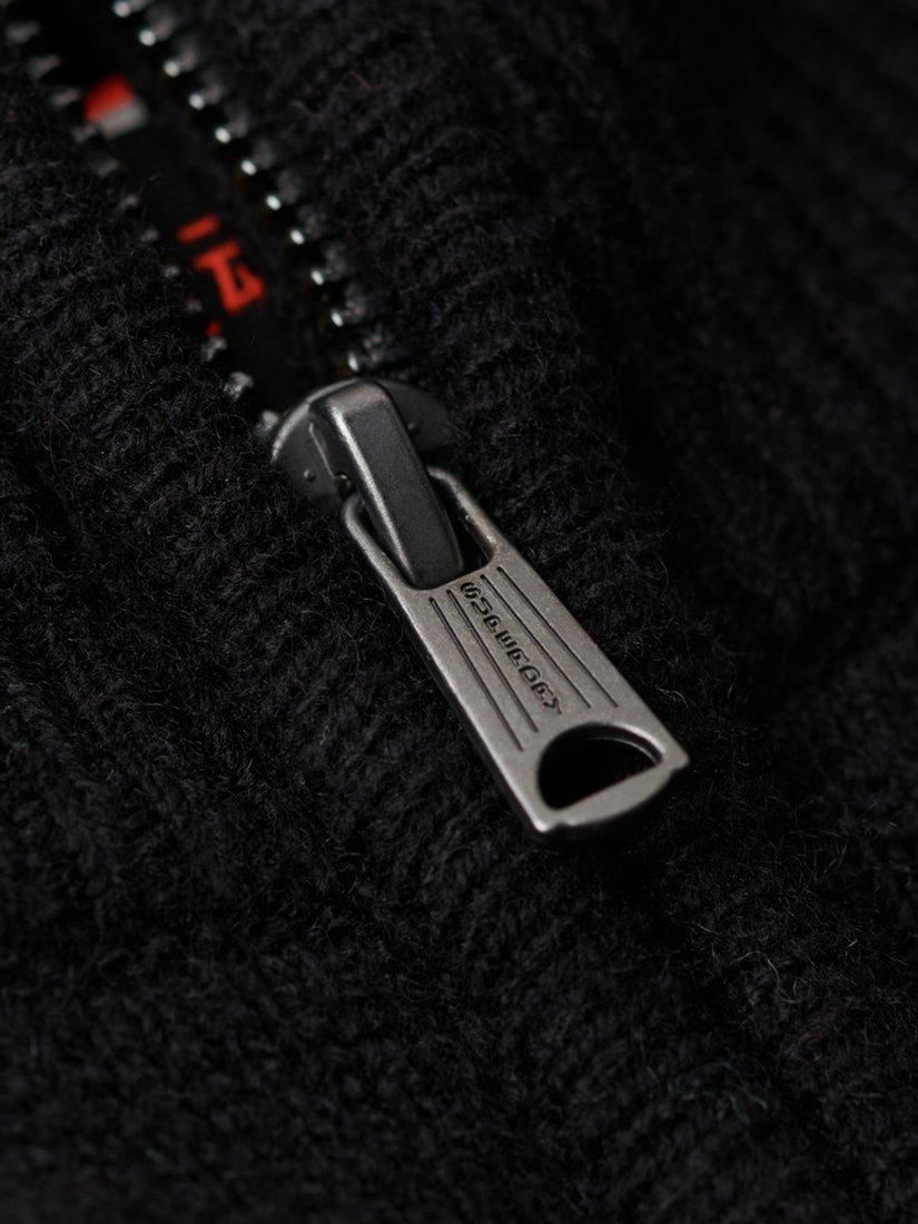 Product image 4 of 6, which shows Superdry Essential Embroidered Knitted Half Zip Jumper, Black, S