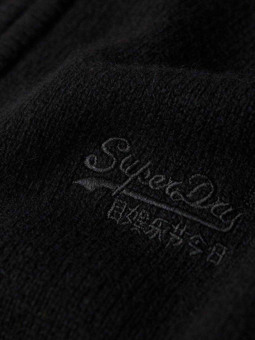 Product image 6 of 6, which shows Superdry Essential Embroidered Knitted Half Zip Jumper, Black, S