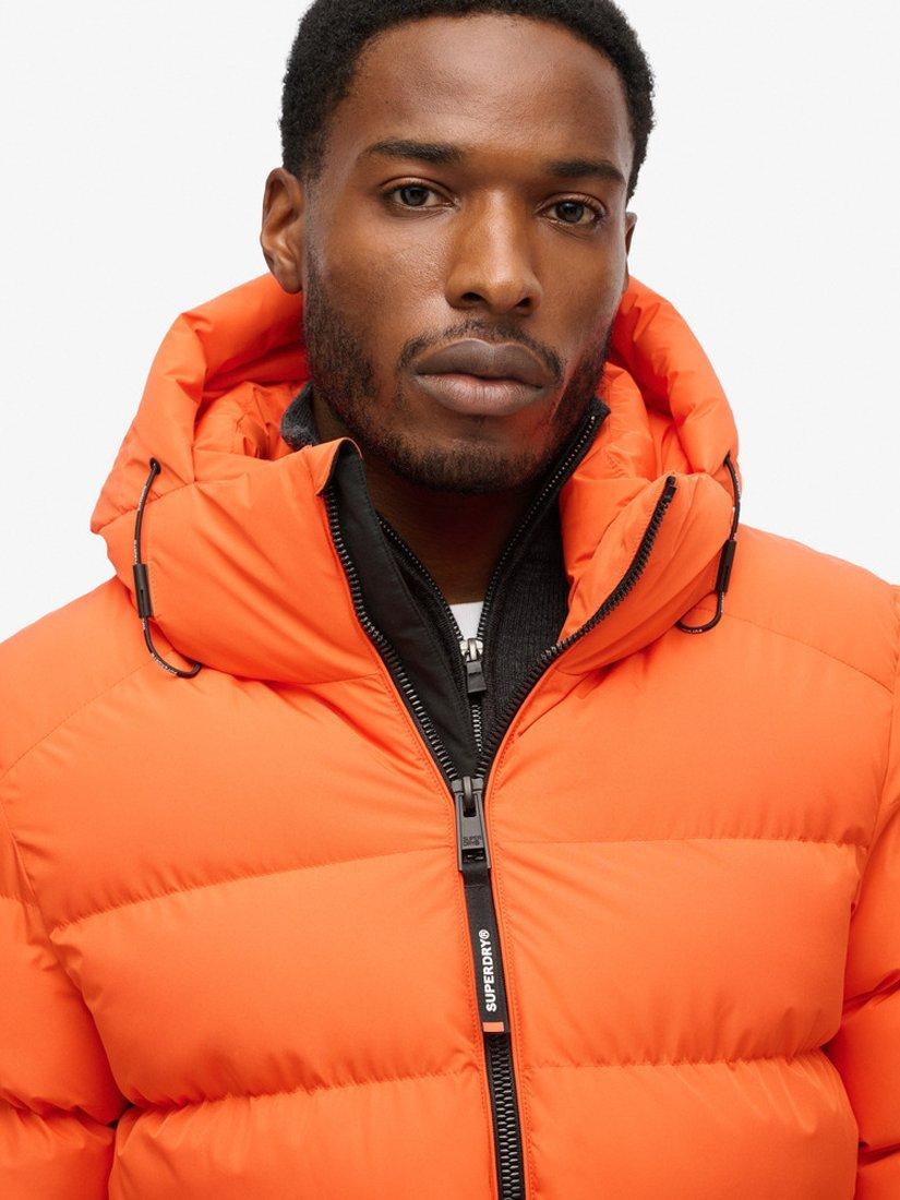 Orange puffer jacket with hood online