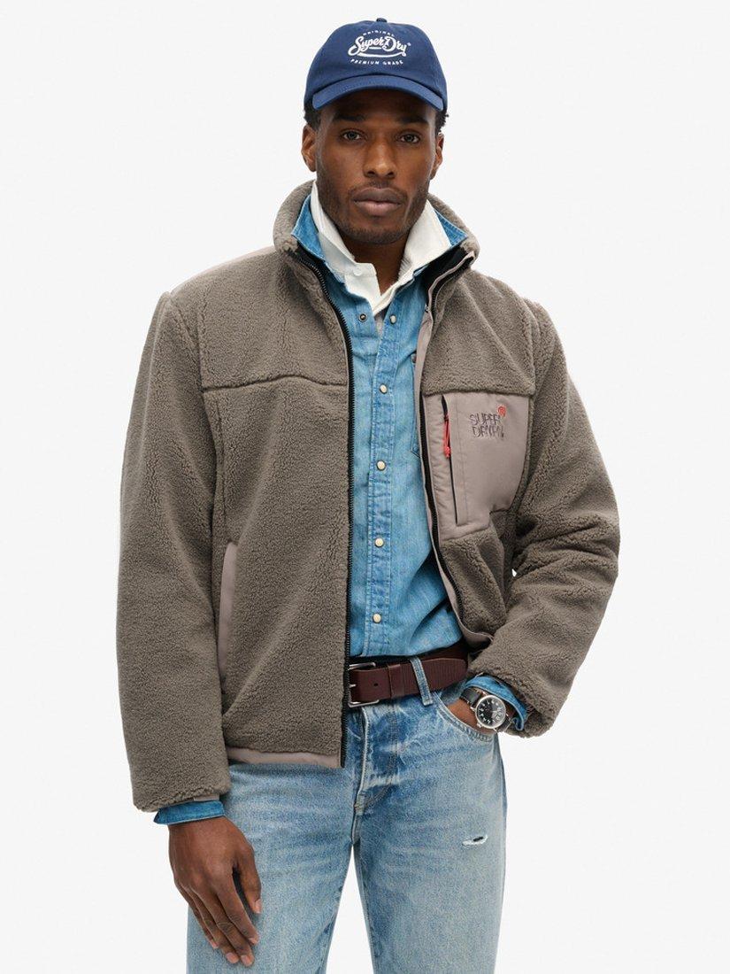 Superdry Relaxed Fleece Trekker Jacket, Timber Wolf Brown
