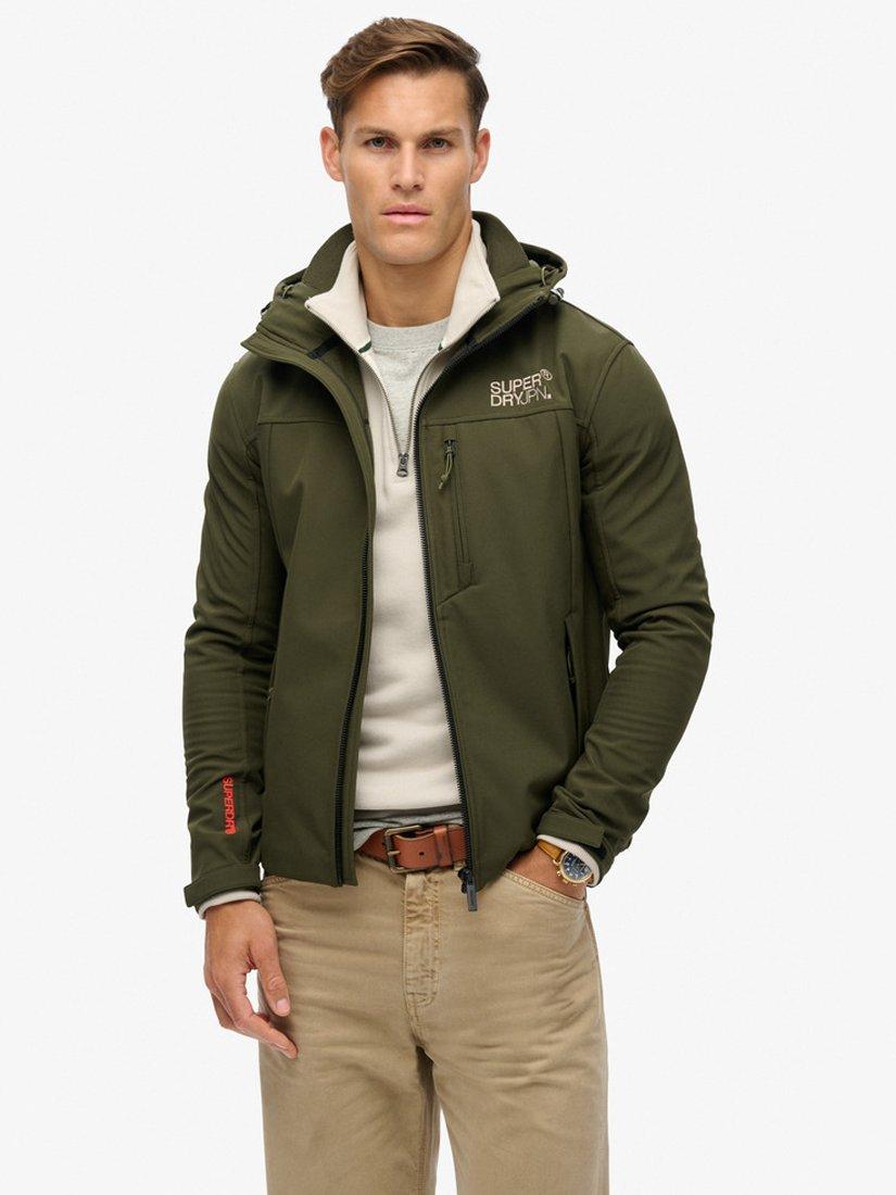 Superdry Hooded Soft Shell Trekker Jacket, Army Khaki