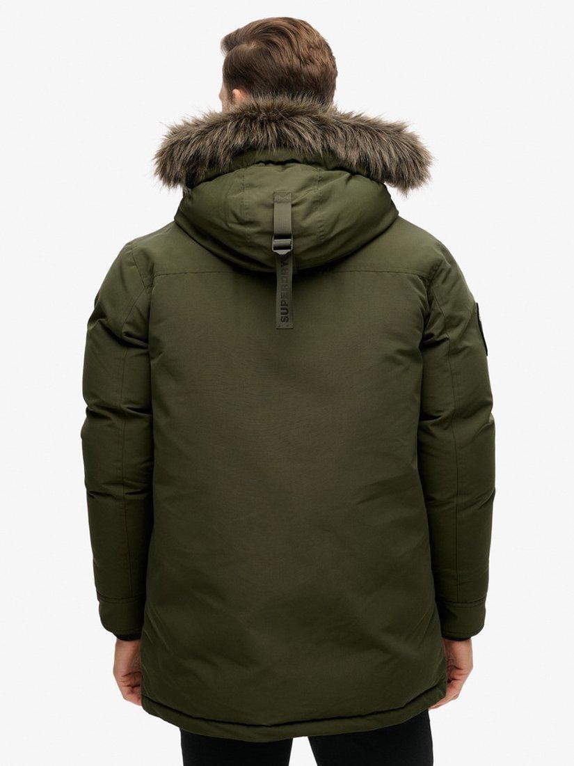 Product image 2 of 5, which shows Superdry Everest Faux Fur Parka Jacket, Army Khaki Green, S