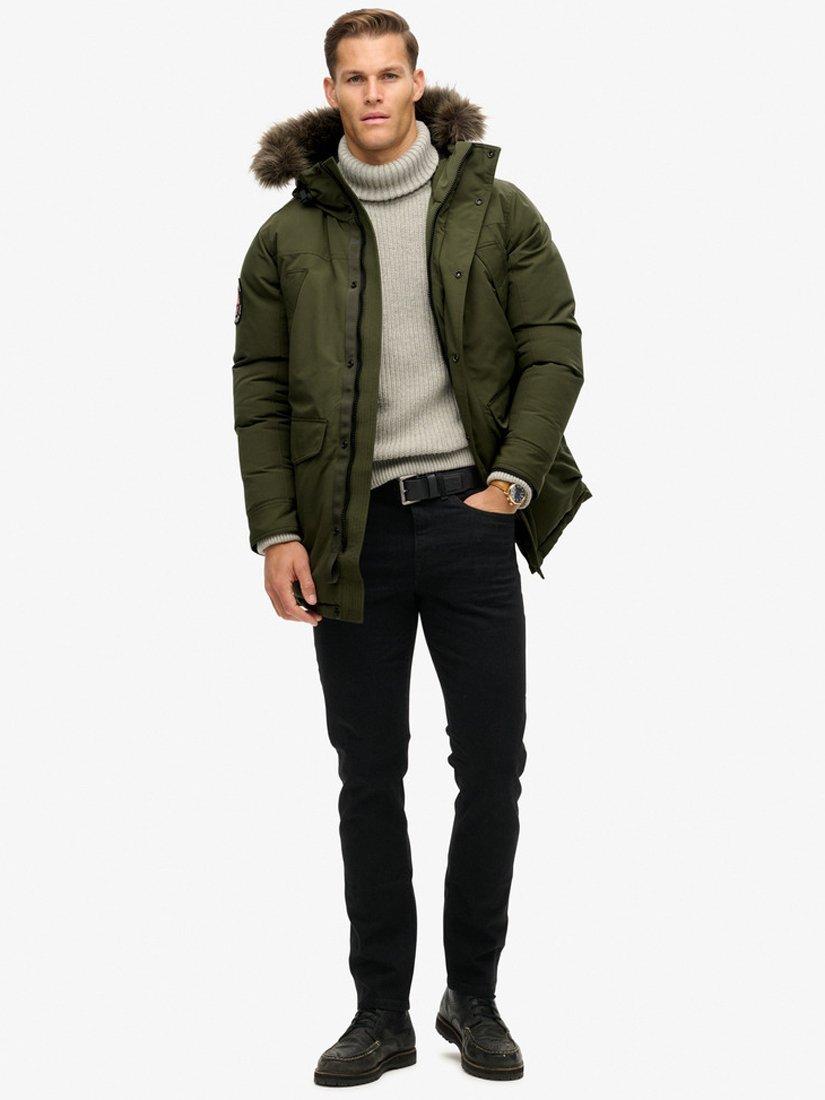 Product image 3 of 5, which shows Superdry Everest Faux Fur Parka Jacket, Army Khaki Green, S