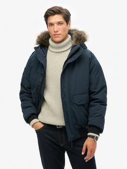 Superdry Everest Faux Fur Bomber Jacket, Eclipse Navy, Eclipse Navy