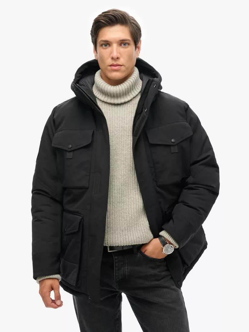 Superdry Everest Tactical Parka Jacket, Jet Black