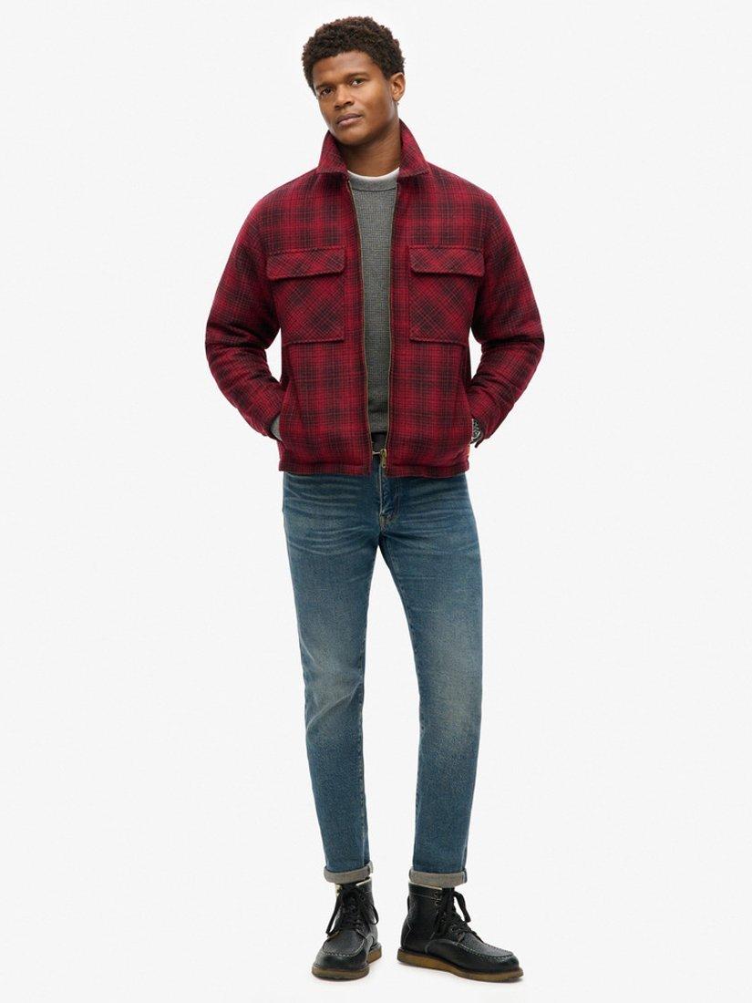 Product image 4 of 5, which shows Superdry Surplus Wool Blend Check Zip Through Overshirt, Haze Scarlett Ombre, S