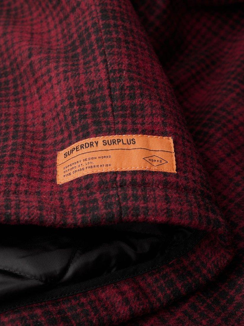Product image 5 of 5, which shows Superdry Surplus Wool Blend Check Zip Through Overshirt, Haze Scarlett Ombre, S