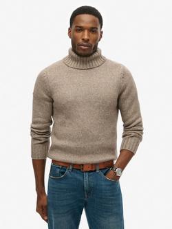 Superdry Brushed Roll Neck Jumper, Grey Quartz