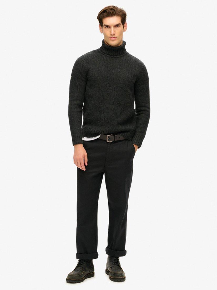 Product image 3 of 3, which shows Superdry Brushed Roll Neck Jumper, Washed Black, S