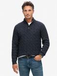 Superdry Cable Button Neck Jumper, Darkest Navy