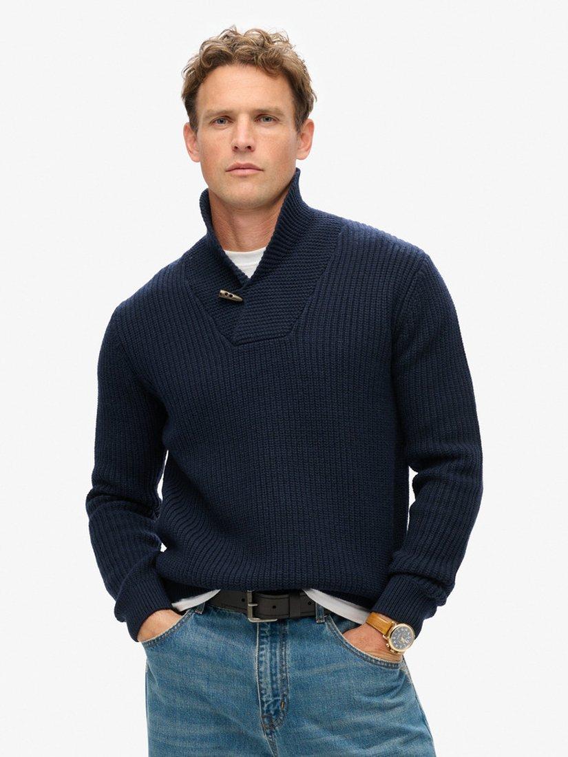 Superdry Merchant Shawl Neck Jumper, Navy