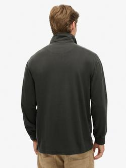 Superdry Contrast Stitch Rugby Shirt - view 2, Washed Black