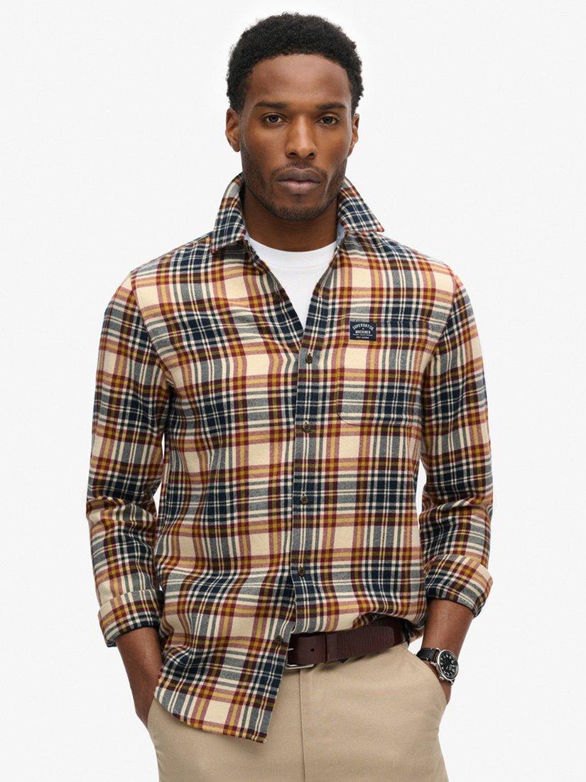 Superdry Long Sleeve Cotton Lumberjack Shirt, Oregon Check Navy