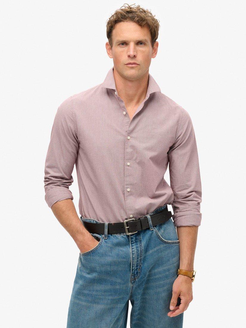 Superdry Casual Long Sleeved Shirt, Red Mahogany