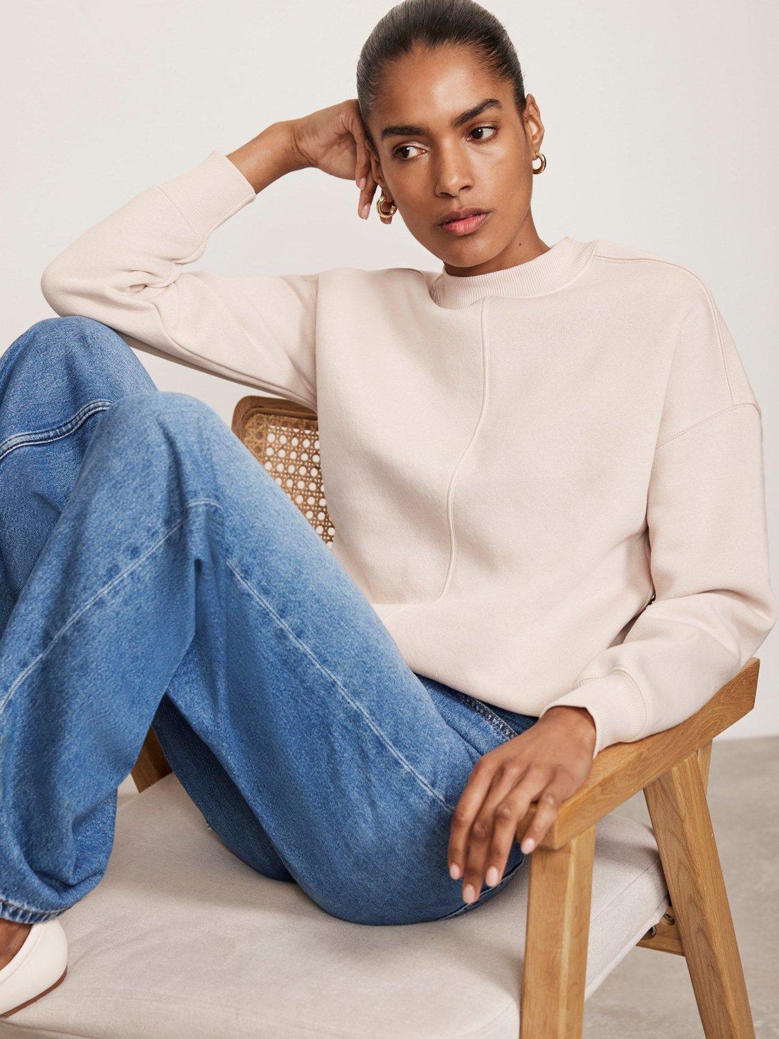 Mint Velvet Seam Detail Sweatshirt Light Pink