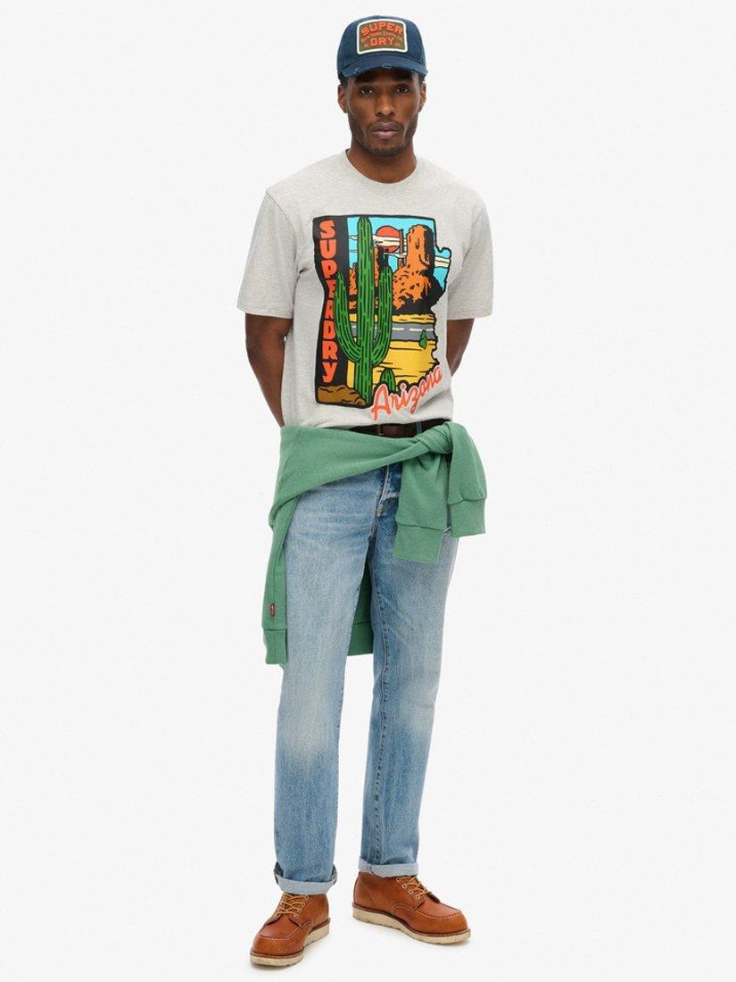 Product image 3 of 6, which shows Superdry Travel Postcard Graphic T-Shirt, Glacier Grey Marl, S