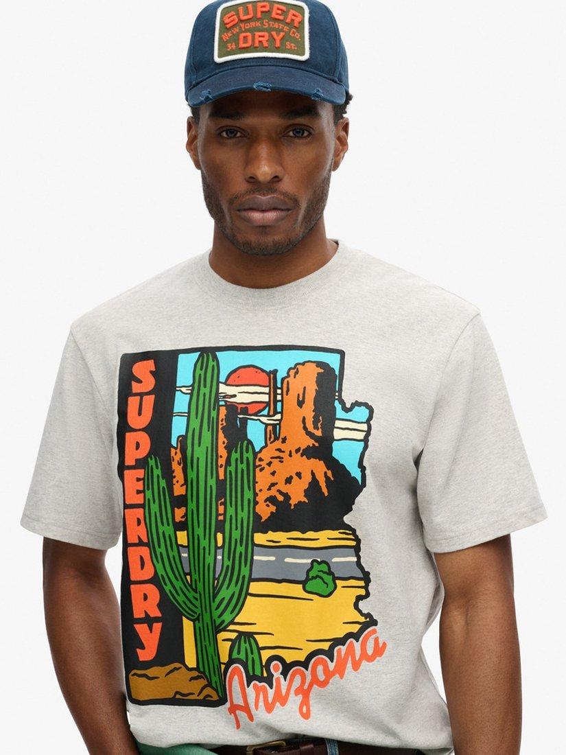 Product image 5 of 6, which shows Superdry Travel Postcard Graphic T-Shirt, Glacier Grey Marl, S