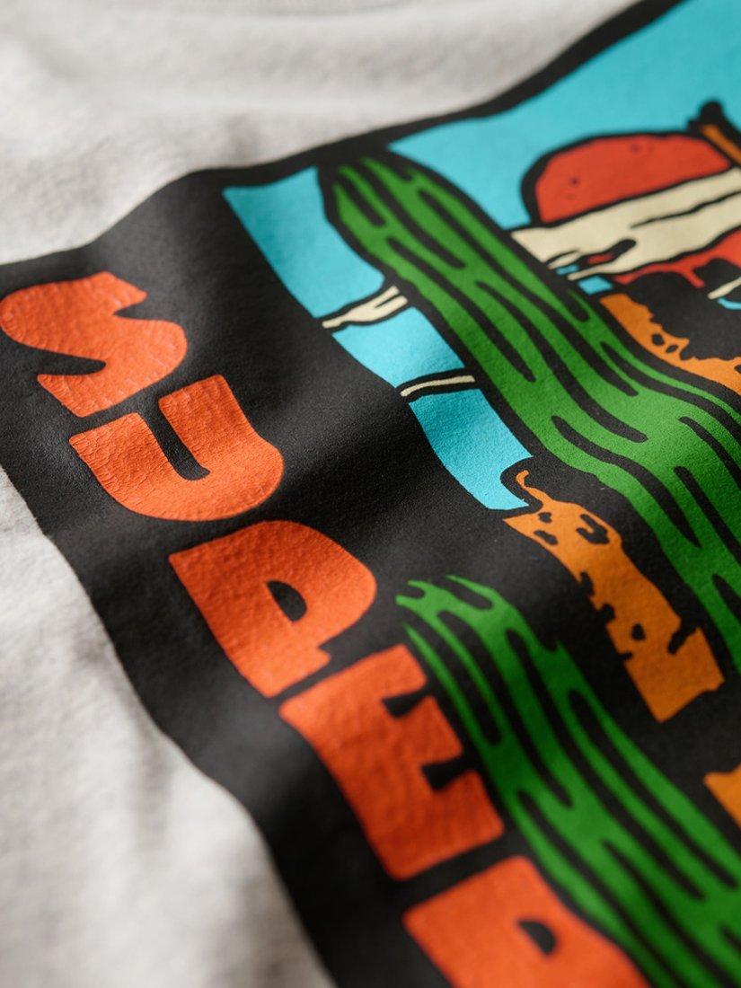 Product image 6 of 6, which shows Superdry Travel Postcard Graphic T-Shirt, Glacier Grey Marl, S