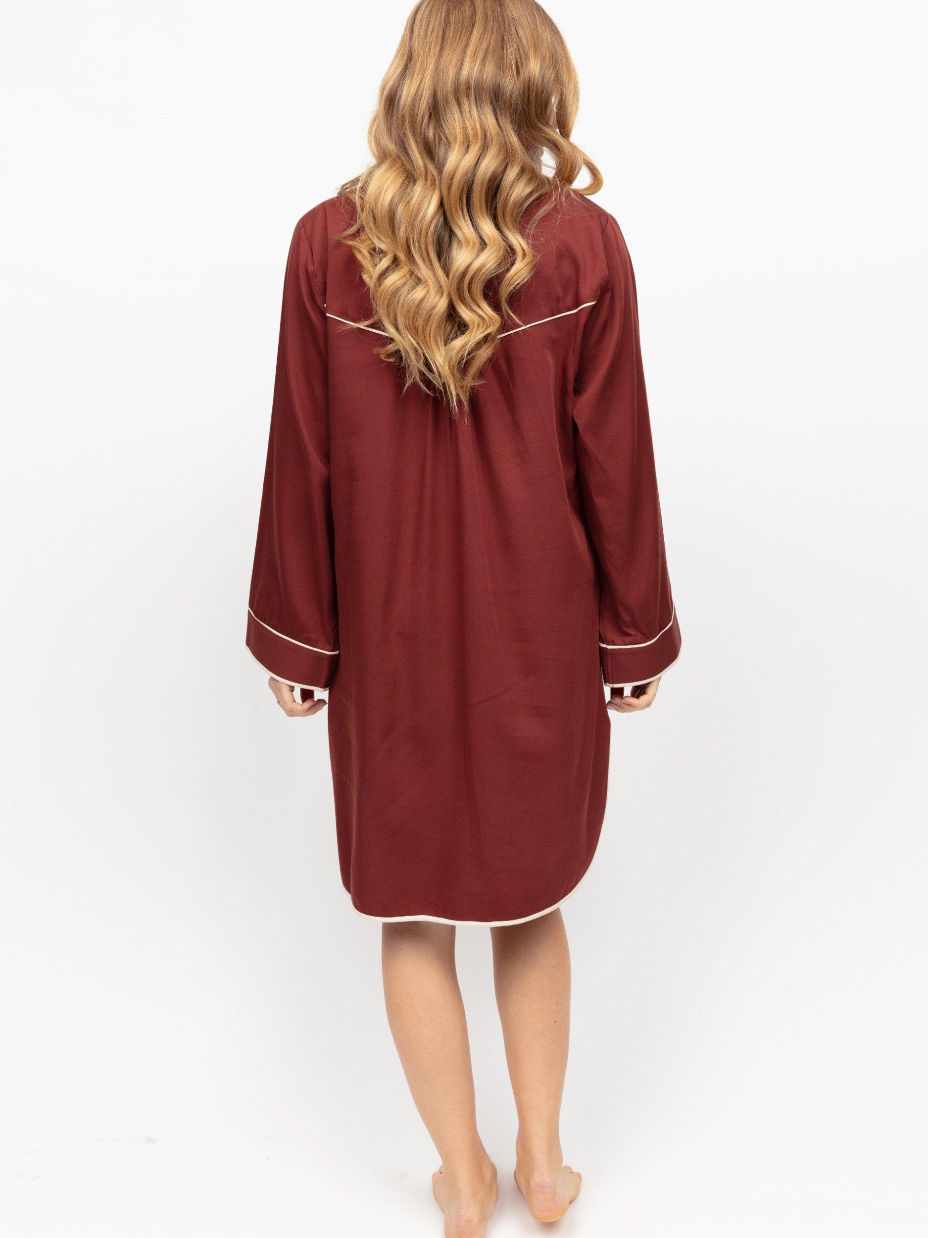 Product image 3 of 4, which shows Fable & Eve Fitzrovia Long Sleeve Nightshirt, Rust, 8