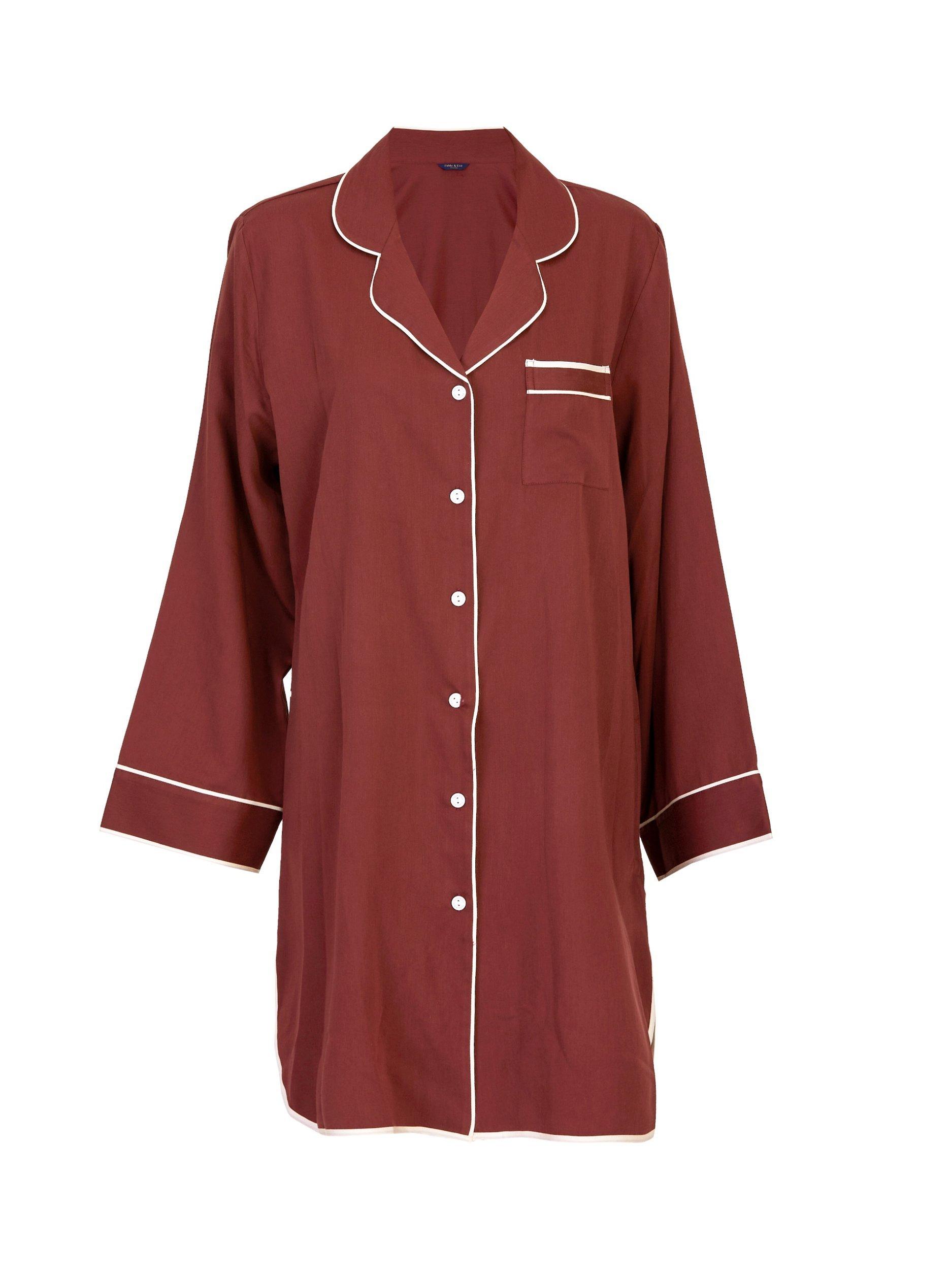 Product image 4 of 4, which shows Fable & Eve Fitzrovia Long Sleeve Nightshirt, Rust, 8