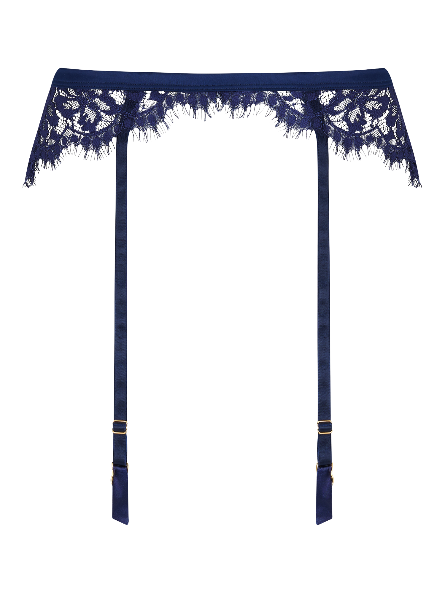 Product image 2 of 4, which shows Coco de Mer Beatrice Lace Suspender Belt, Navy, S-M