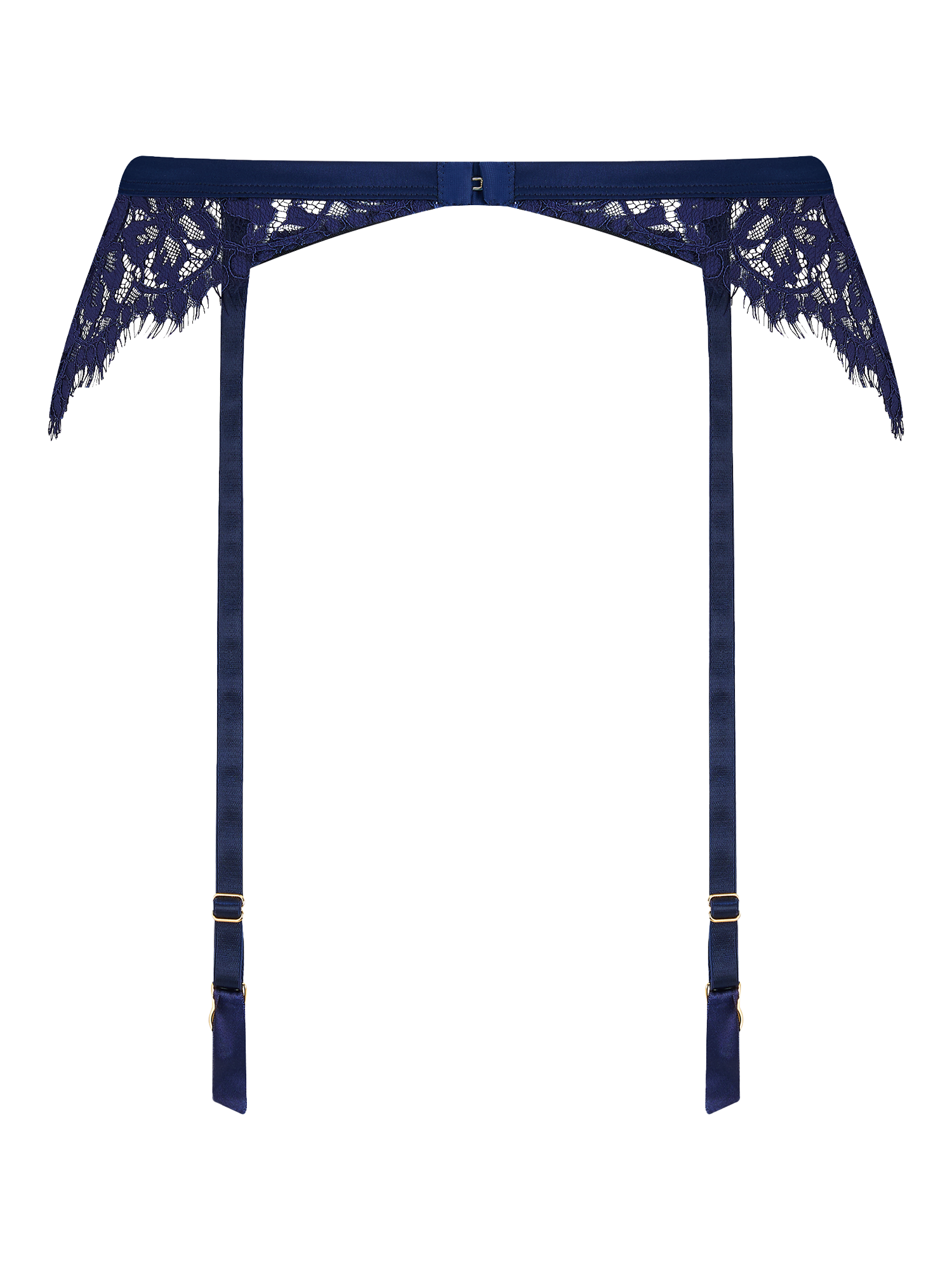 Product image 4 of 4, which shows Coco de Mer Beatrice Lace Suspender Belt, Navy, S-M