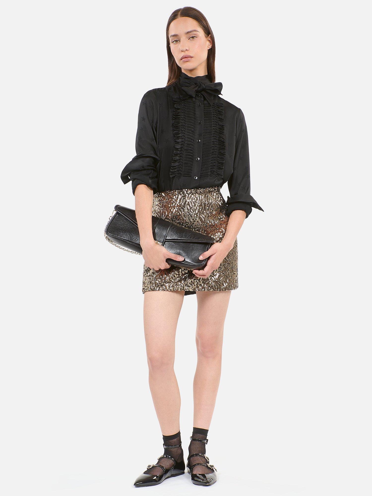 THE KOOPLES Pussybow Neck Ruffle Blouse, Black