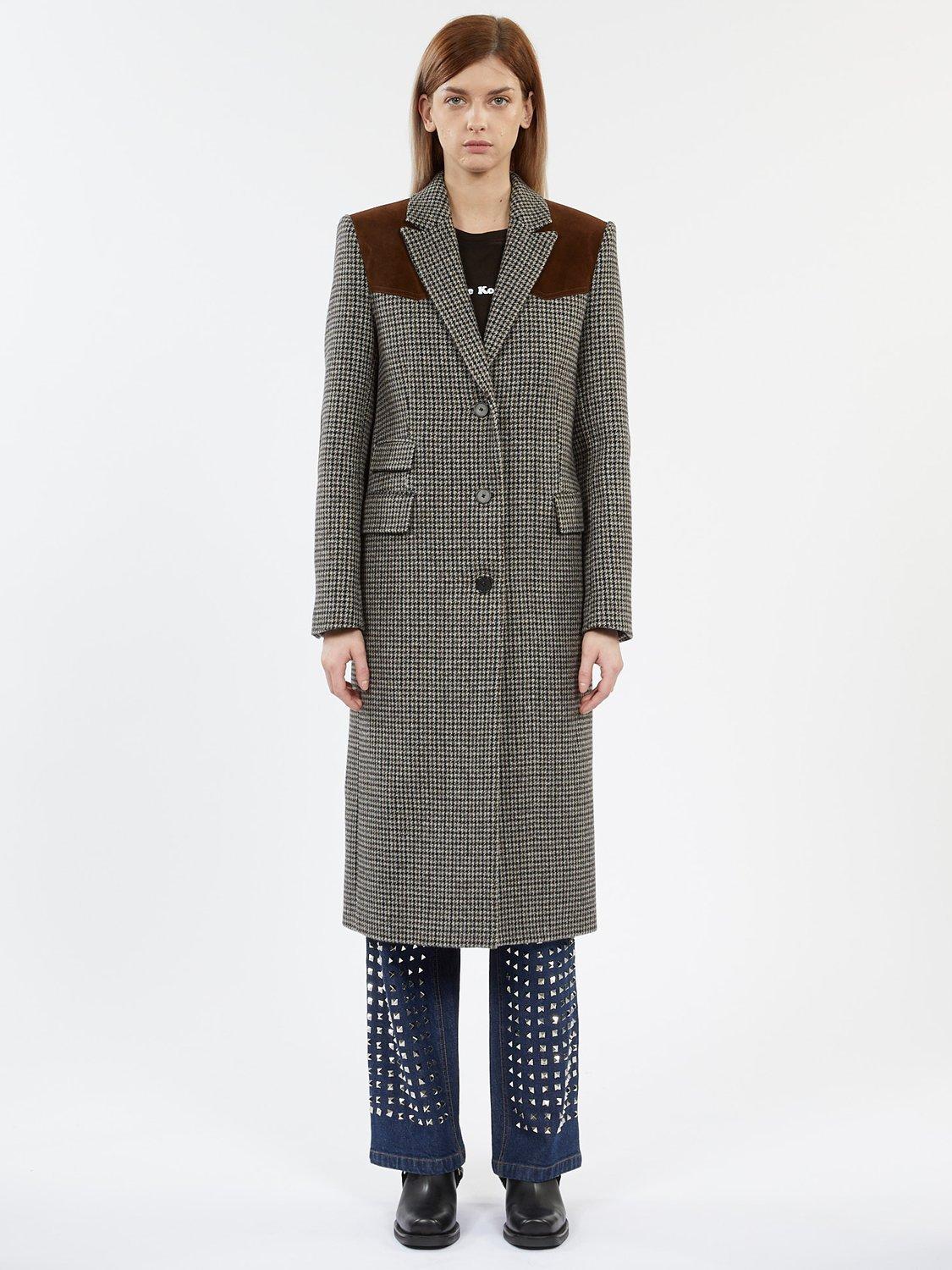 THE KOOPLES Wool Blend Houndstooth Coat, Grey
