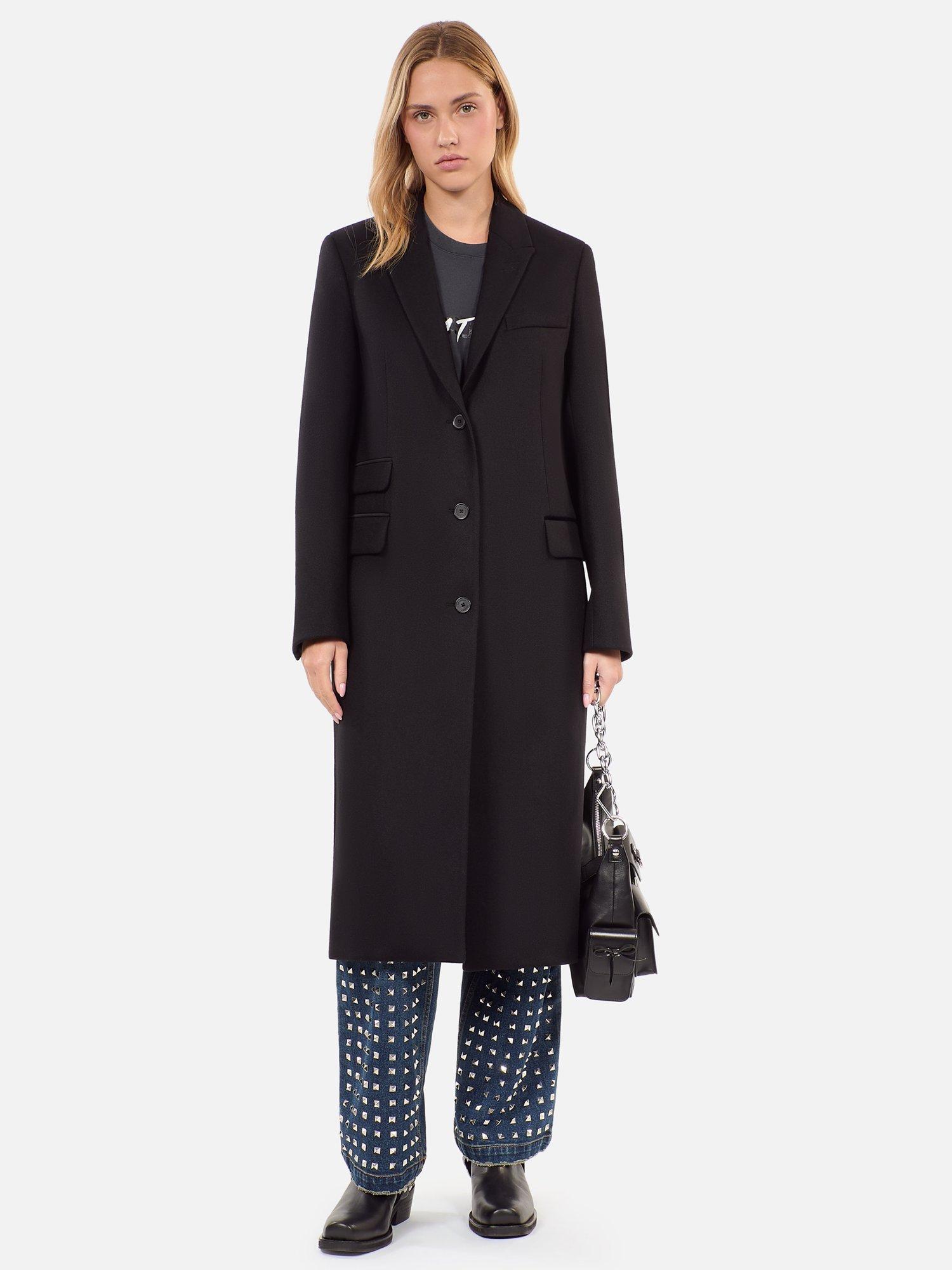 THE KOOPLES Long Wool Blend Coat Navy